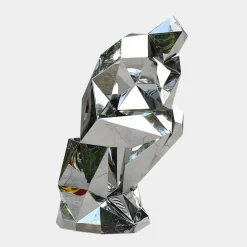 Statues & Sculptures Floor Standing|Low Poly-The Thinker 130cm Silver Geometric Metal Garden Sculpture
