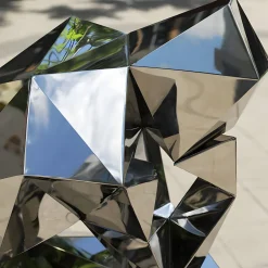 Statues & Sculptures Floor Standing|Low Poly-The Thinker 130cm Silver Geometric Metal Garden Sculpture