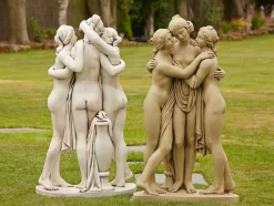 Statues & Sculptures Greek-Three Graces Bathstone Stone Garden Statue