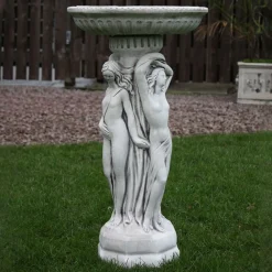 Statues & Sculptures Bird Baths-Three Graces Stone Garden Bird Bath