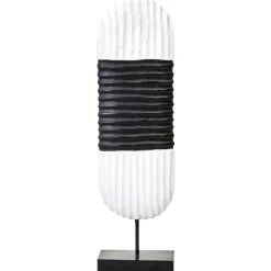 Statues & Sculptures Table Top|Abstract-Tic-Tac 60cm Black & White Wood Indoor Sculpture