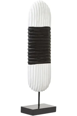 Statues & Sculptures Table Top|Abstract-Tic-Tac 60cm Black & White Wood Indoor Sculpture