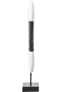 Statues & Sculptures Table Top|Abstract-Tic-Tac 60cm Black & White Wood Indoor Sculpture