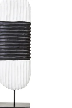 Statues & Sculptures Table Top|Abstract-Tic-Tac 60cm Black & White Wood Indoor Sculpture