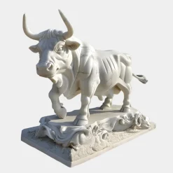 Statues & Sculptures Farm|Modern-Titan Bull 150cm White Marble Garden Statue v1
