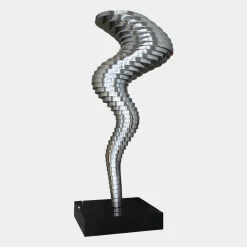 Statues & Sculptures Giant|Floor Standing-Tornado 197cm Silver Metal Garden Sculpture v3