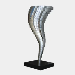 Statues & Sculptures Floor Standing|Abstract-Tornado 163cm Silver Metal Garden Sculpture v1