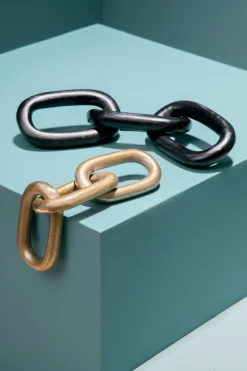 Statues & Sculptures Table Top|Contemporary-Triple Link 5cm Black Metal Indoor Sculpture