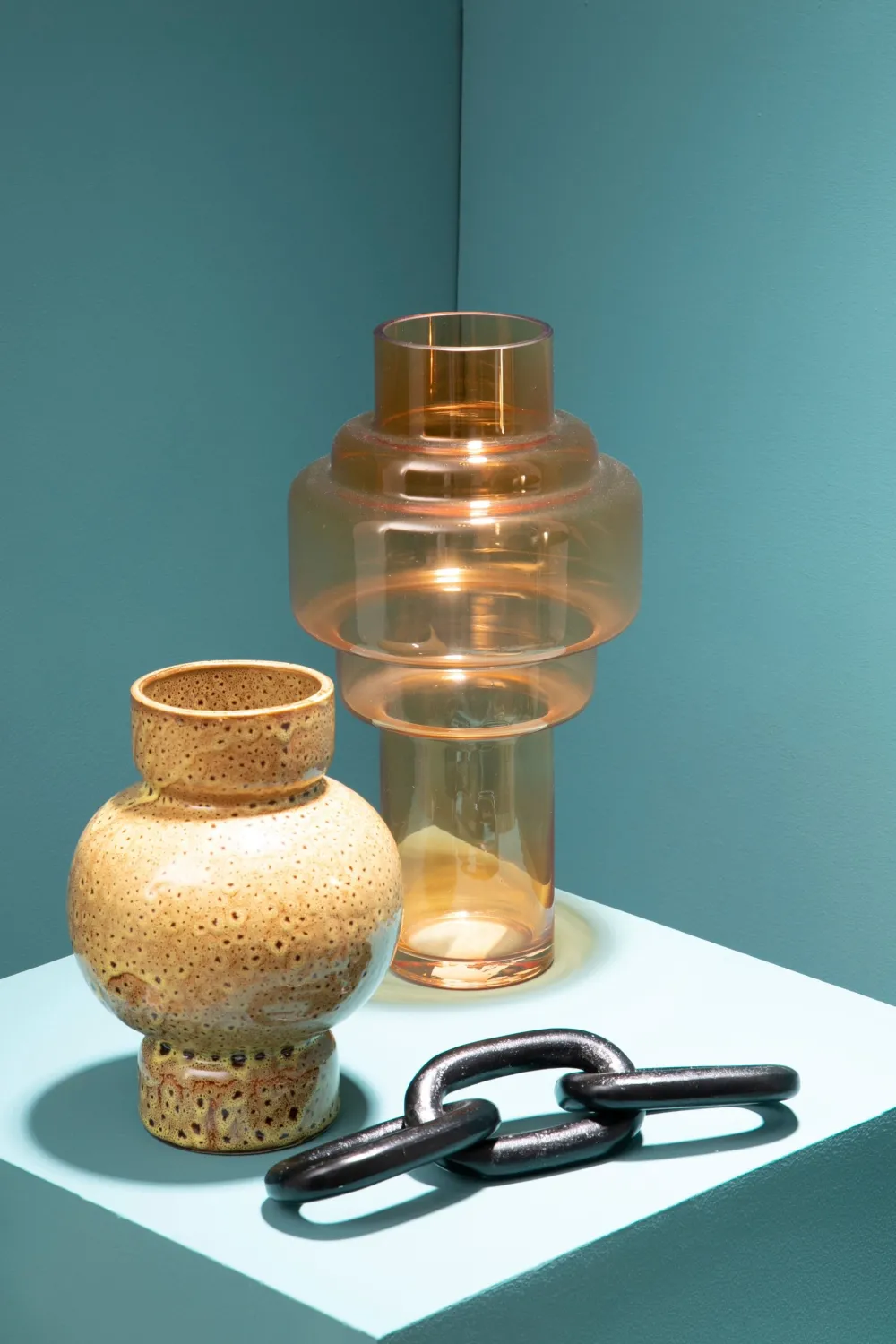 Statues & Sculptures Table Top|Contemporary-Triple Link 5cm Black Metal Indoor Sculpture