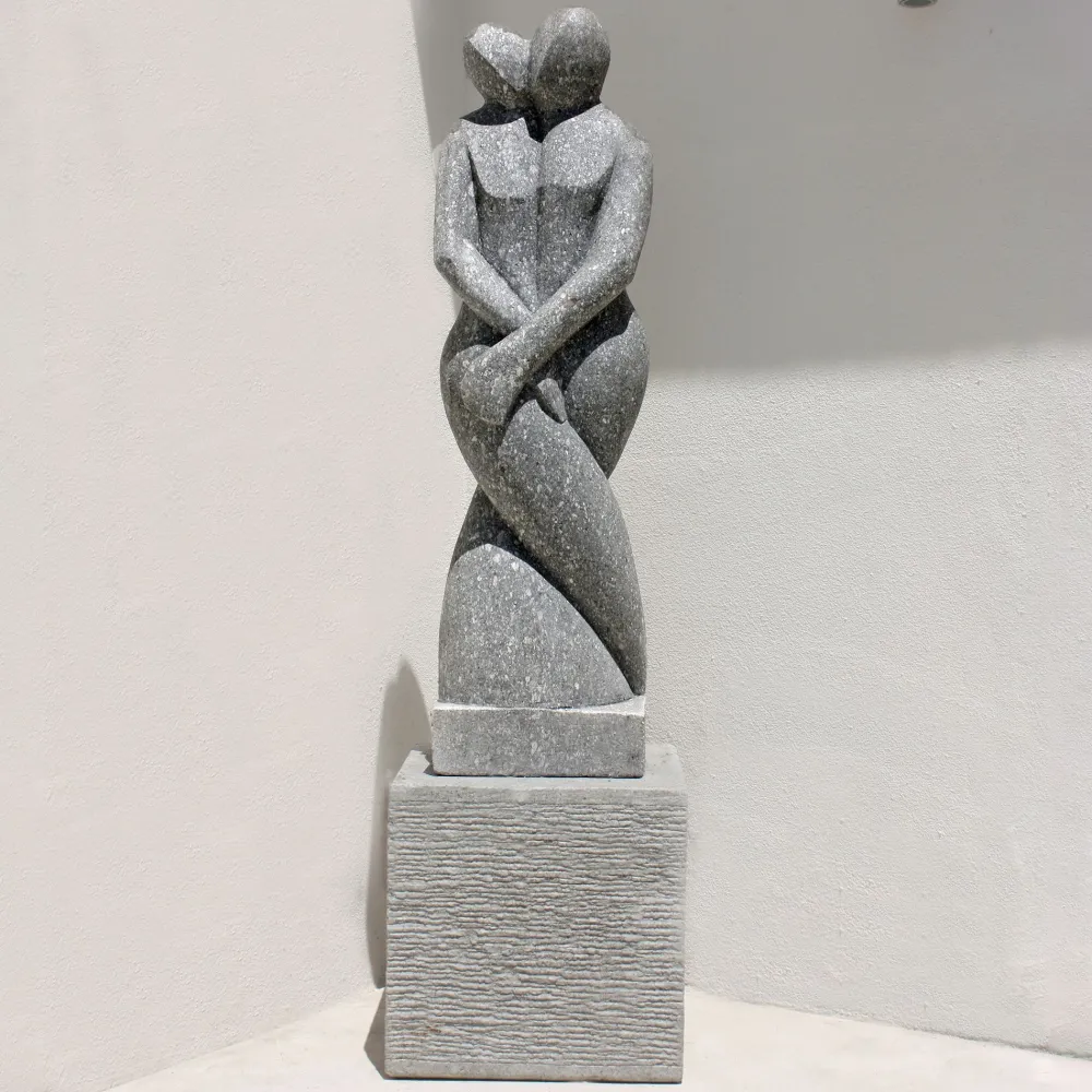 Statues & Sculptures Contemporary-Twin Flame Contemporary Stone Garden Sculpture