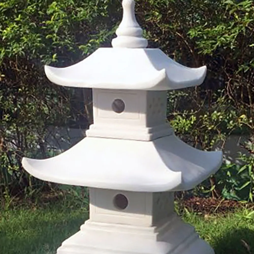 Statues & Sculptures Pagodas-Two Tier Japanese Pagoda Lantern Marble Garden Ornament