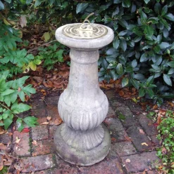 Statues & Sculptures Garden Sundials-Victorian Brass Stone Garden Sundial