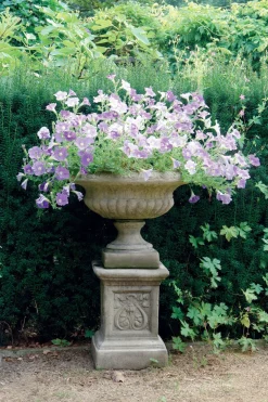 Statues & Sculptures Large|Round-Victorian Medium Stone Garden Planter on Pedestal