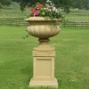 Statues & Sculptures Large|Round-Victorian Tazza Stone Garden Planter on Pedestal