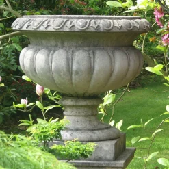 Statues & Sculptures Large|Round-Victorian Tazza Stone Garden Planter on Pedestal