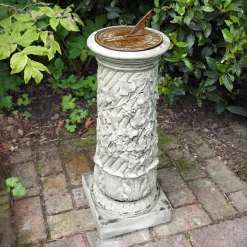 Statues & Sculptures Garden Sundials-Vine Aged Brass Stone Garden Sundial