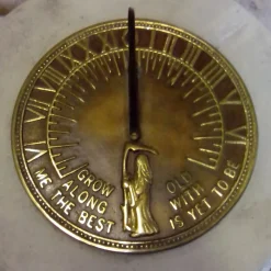 Statues & Sculptures Garden Sundials-Vine Aged Brass Stone Garden Sundial