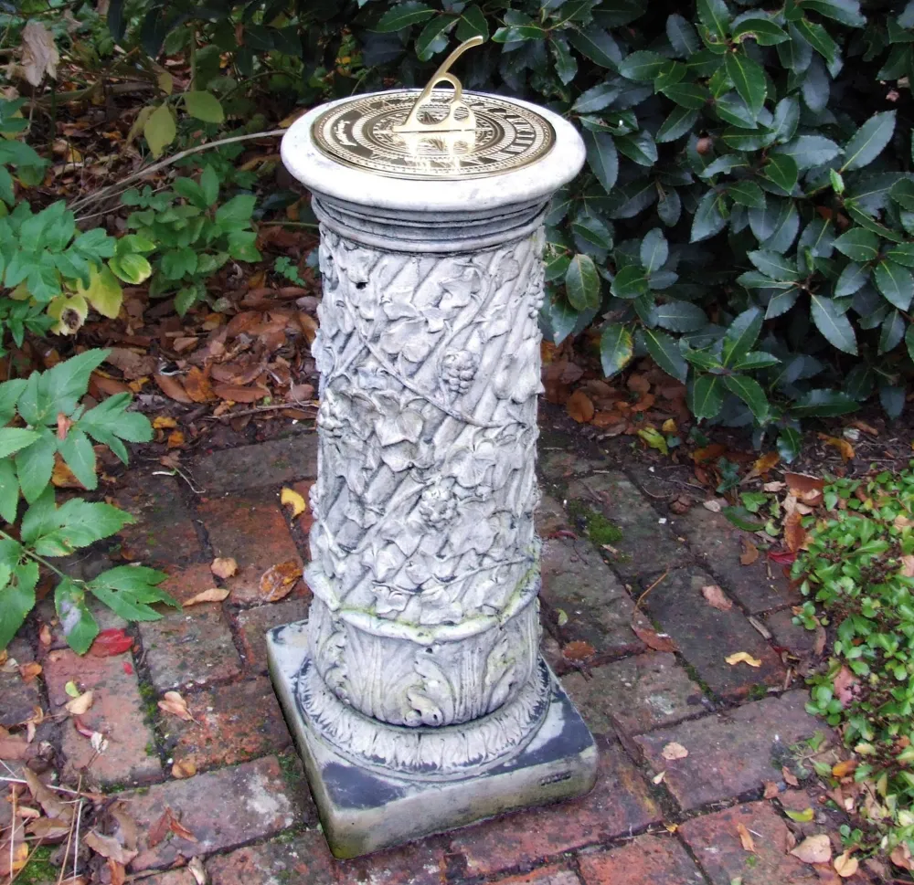 Statues & Sculptures Garden Sundials-Vine Brass Stone Garden Sun Dial