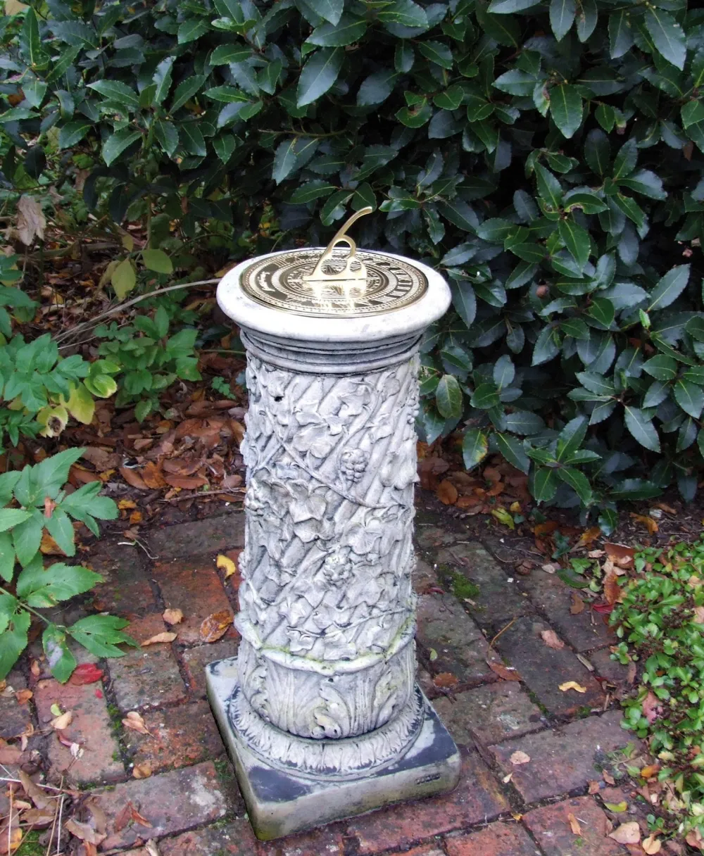 Statues & Sculptures Garden Sundials-Vine Brass Stone Garden Sun Dial