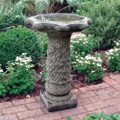 Statues & Sculptures Bird Baths-Vine Design Stone Garden Birdbath