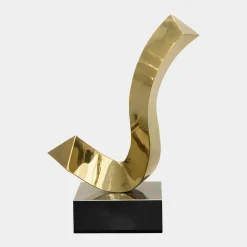 Statues & Sculptures Table Top|Abstract-Vivid Edge 65cm Gold Metal Indoor Sculpture