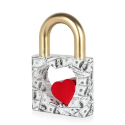 Statues & Sculptures Table Top|Contemporary-Wealth Padlock 38cm Gold Resin Indoor Sculpture