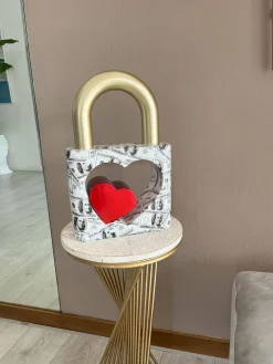 Statues & Sculptures Table Top|Contemporary-Wealth Padlock 38cm Gold Resin Indoor Sculpture