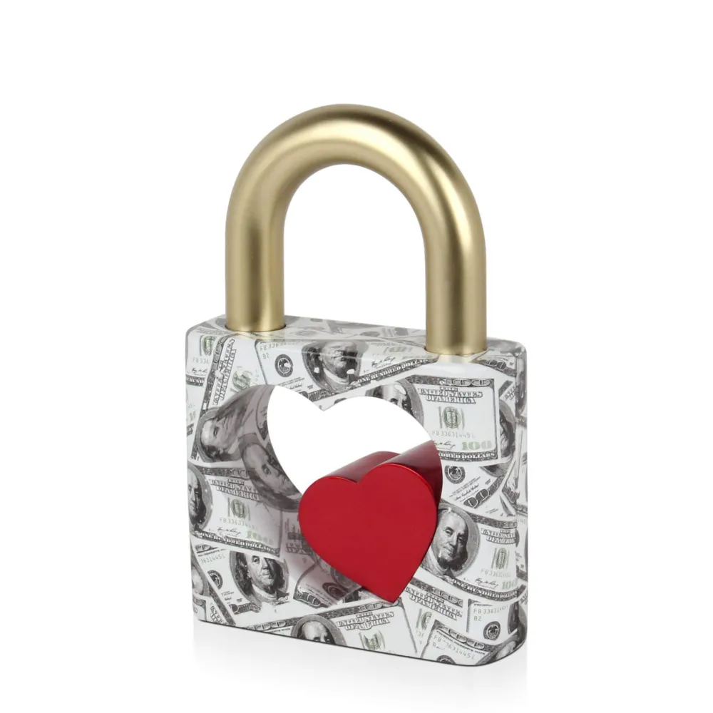 Statues & Sculptures Table Top|Contemporary-Wealth Padlock 28cm Gold Resin Indoor Sculpture