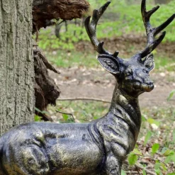 Statues & Sculptures Stags & Deers-Wild Baby Stag Deer Bronze Metal Garden Statue