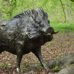Statues & Sculptures Wildlife-Wild Boar Life-Size Bronze Metal Garden Statue