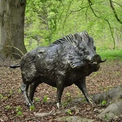 Statues & Sculptures Wildlife-Wild Boar Life-Size Bronze Metal Garden Statue