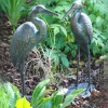 Statues & Sculptures Cranes-Wild Cranes Aged Bronze Garden Ornaments