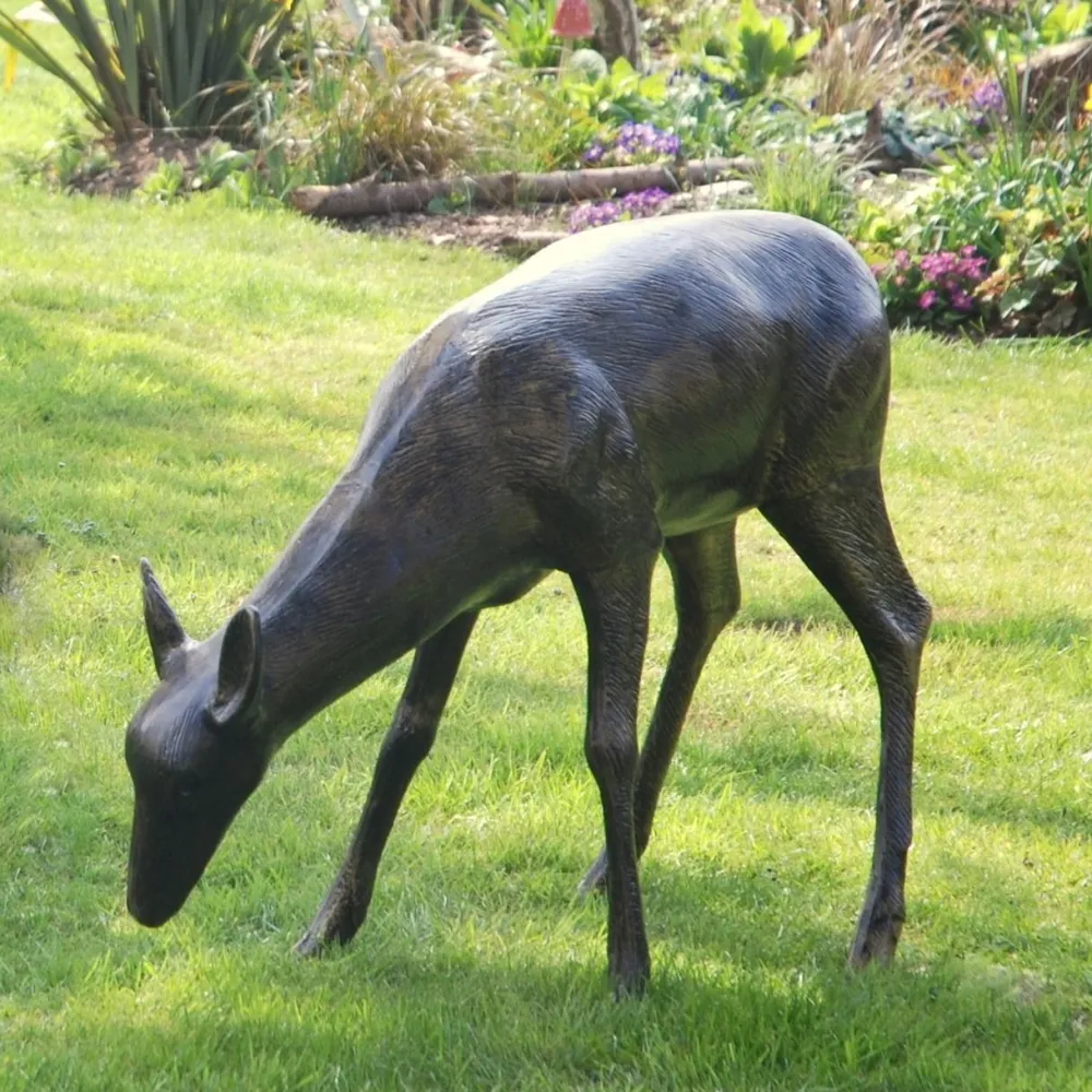 Statues & Sculptures Stags & Deers-Wild Doe Life-Size 85cm Bronze Metal Garden Statue