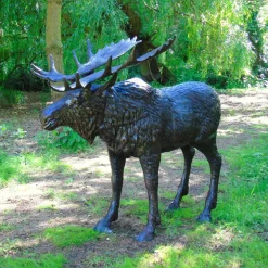 Statues & Sculptures Stags & Deers-Wild Moose Life-Size Bronze Metal Garden Statue