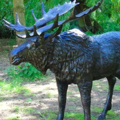 Statues & Sculptures Stags & Deers-Wild Moose Life-Size Bronze Metal Garden Statue