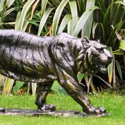 Statues & Sculptures Wildlife|Lions-Wild Tiger 51cm Bronze Metal Garden Statue