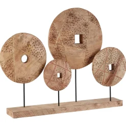 Statues & Sculptures Table Top|Abstract-Woodland Disc 52cm Wood Indoor Sculpture