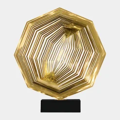 Statues & Sculptures Table Top|Abstract-Xenon Grid 70cm Gold Metal Indoor Sculpture