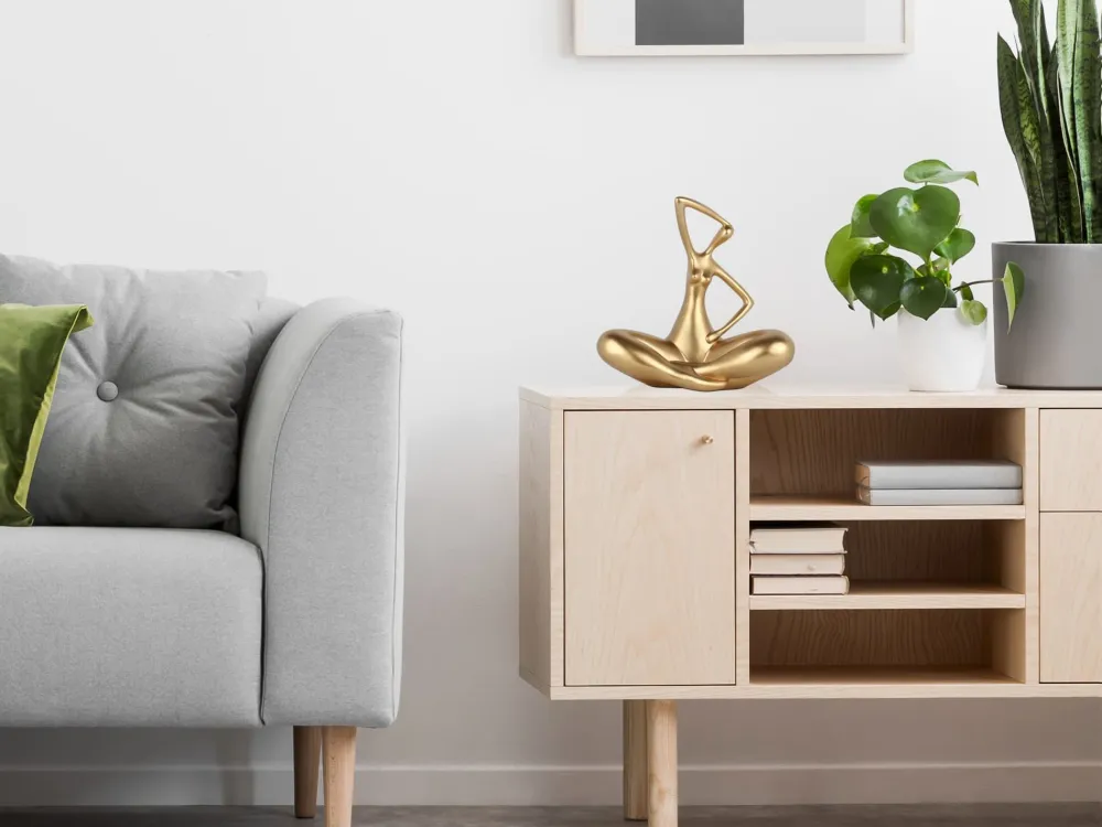 Statues & Sculptures Figurative|Table Top-Yoga Grace 25cm Gold Resin Indoor Sculpture