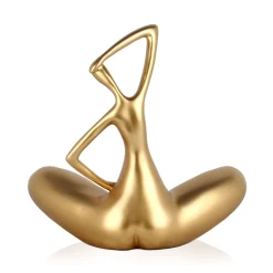 Statues & Sculptures Figurative|Table Top-Yoga Grace 25cm Gold Resin Indoor Sculpture