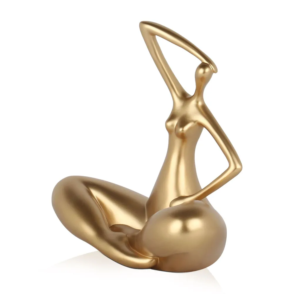 Statues & Sculptures Figurative|Table Top-Yoga Grace 25cm Gold Resin Indoor Sculpture