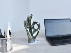 Statues & Sculptures Table Top|Contemporary-Zen Hand 27cm Anthracite Resin Indoor Sculpture