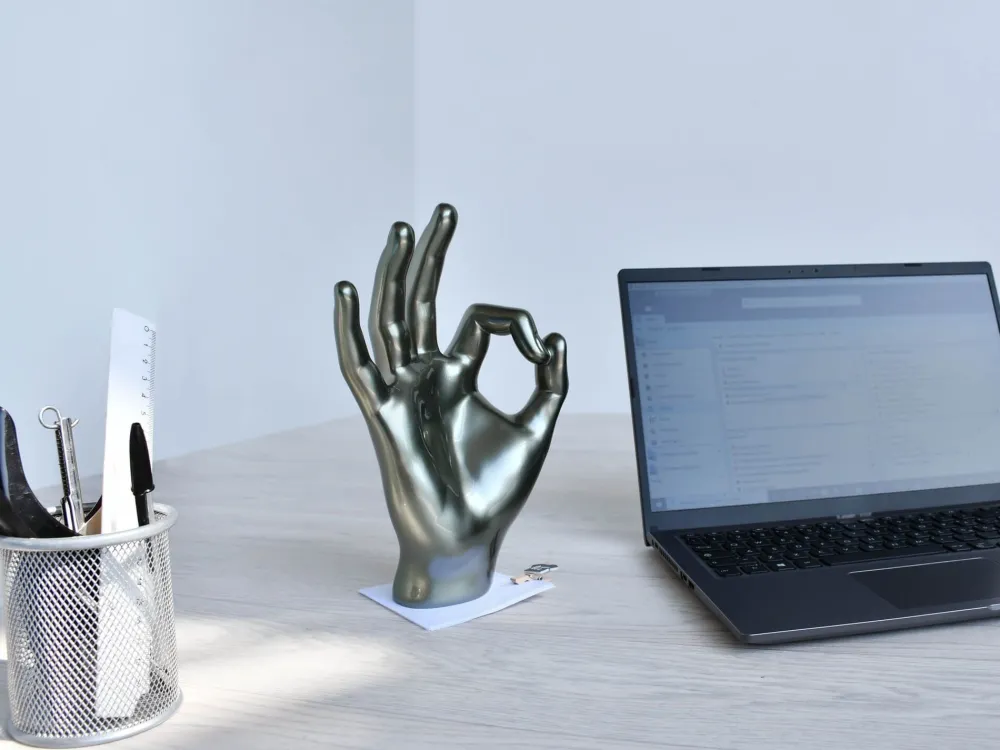 Statues & Sculptures Table Top|Contemporary-Zen Hand 27cm Anthracite Resin Indoor Sculpture