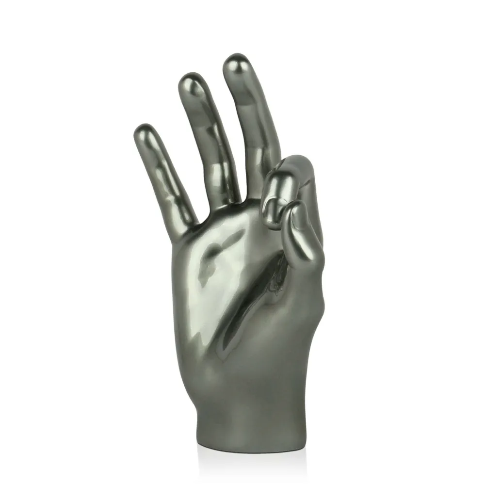 Statues & Sculptures Table Top|Contemporary-Zen Hand 27cm Anthracite Resin Indoor Sculpture