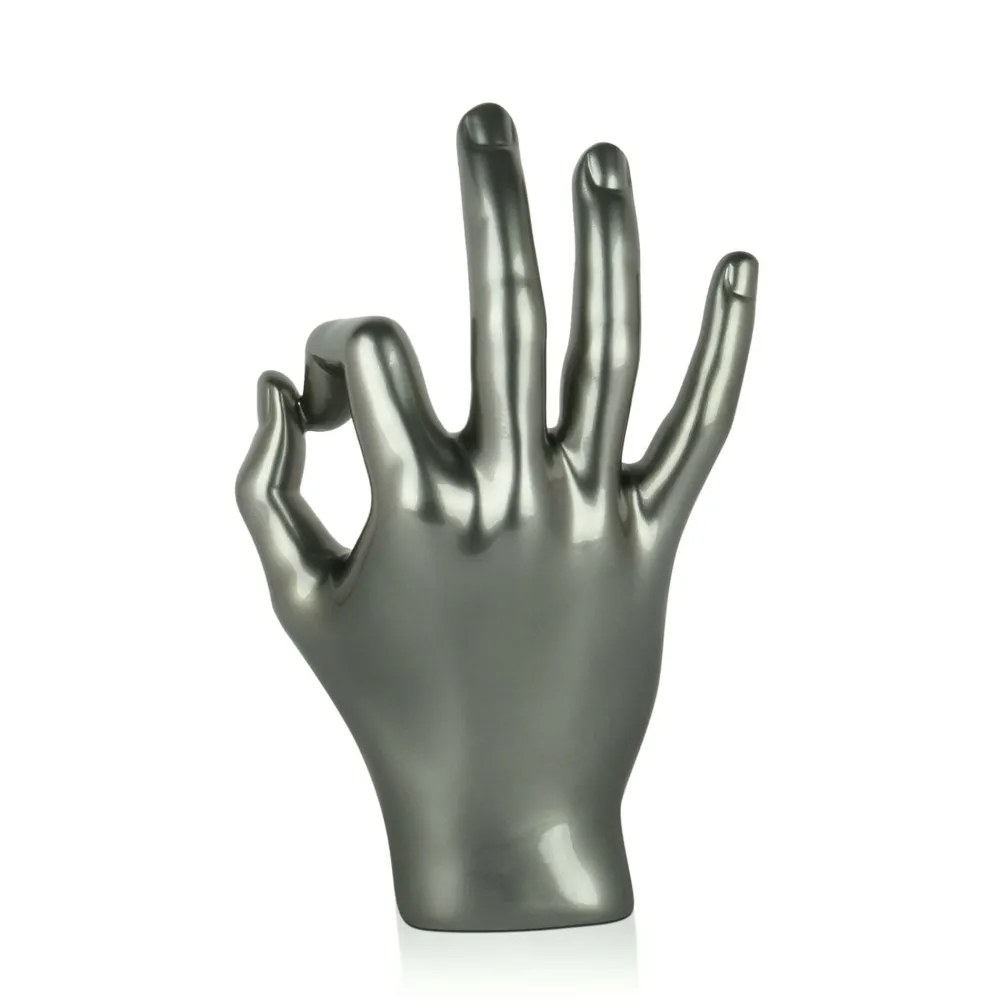 Statues & Sculptures Table Top|Contemporary-Zen Hand 27cm Anthracite Resin Indoor Sculpture