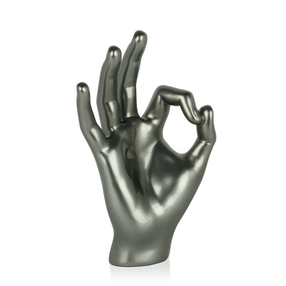Statues & Sculptures Table Top|Contemporary-Zen Hand 27cm Anthracite Resin Indoor Sculpture
